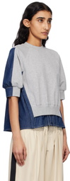 3.1 Phillip Lim Gray & Navy French Terry Denim Combo Sweatshirt