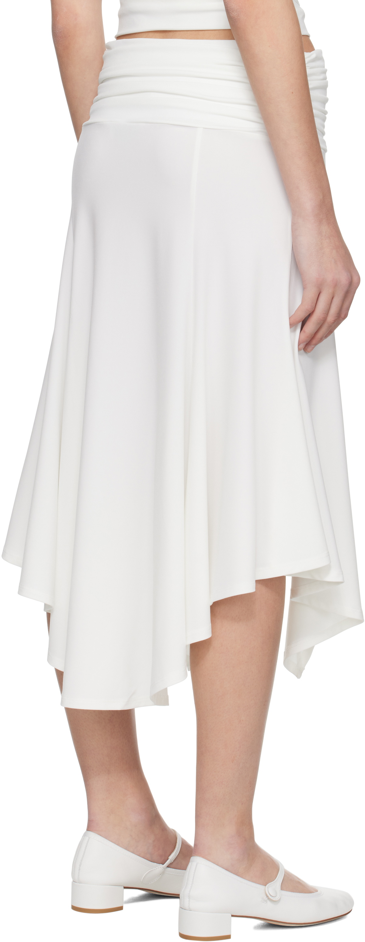 GUIZIO White Soffiano Midi Skirt