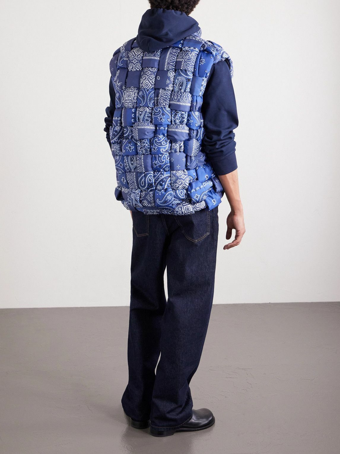 KAPITAL - Quilted Patchwork Bandana-Print Shell Gilet - Blue