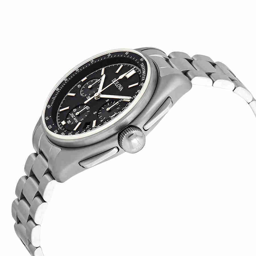 Bulova Lunar Pilot Chronograph Black Dial Mens Watch 96B258