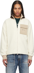 Givenchy White Fleece & Leather Zipped Jacket