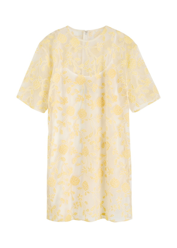 Photo: Rotate Birger Christensen Floral-embellished Tulle Mini Dress Yellow