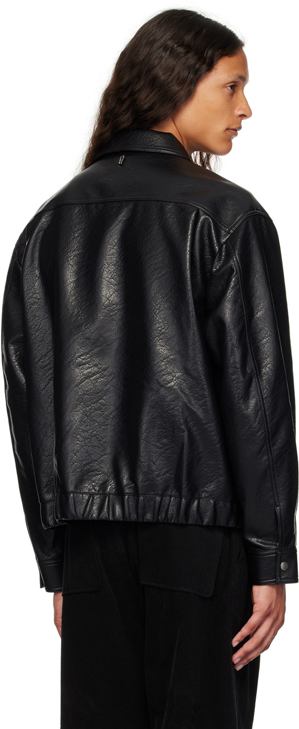 LE17SEPTEMBRE Black Spread Collar Faux-Leather Jacket LE17SEPTEMBRE