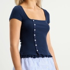 Damson Madder Women's Posie Short Sleeve T-Shirt in Navy