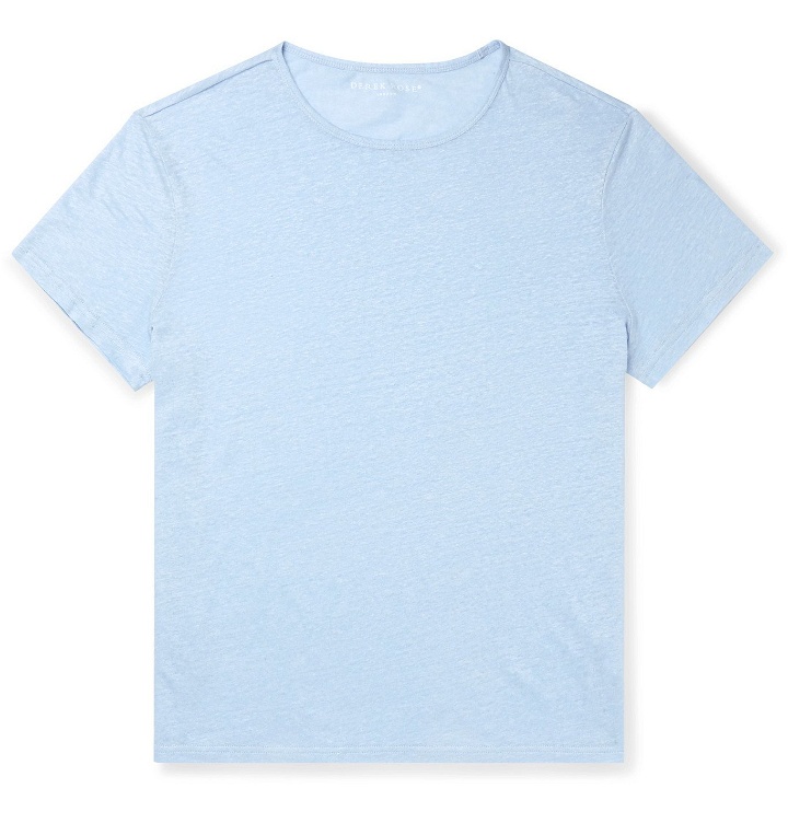Photo: DEREK ROSE - Jordan Slub Linen T-Shirt - Blue