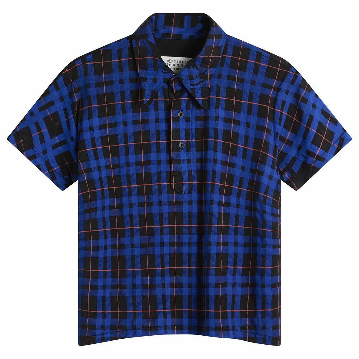 Maison Margiela Women's Check Polo Top in Blue/Black