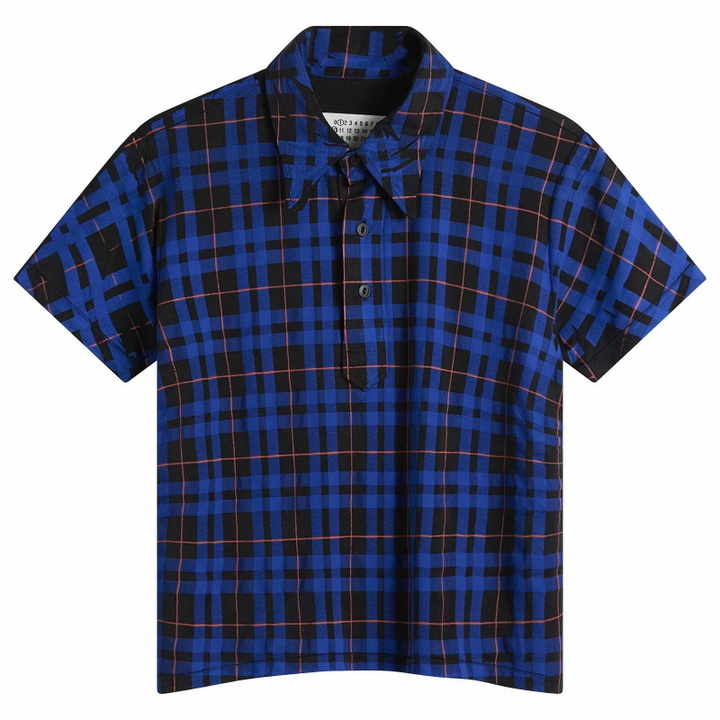 Photo: Maison Margiela Women's Check Polo Top in Blue/Black