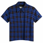 Maison Margiela Women's Check Polo Top in Blue/Black