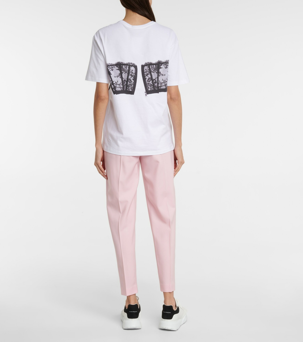 Alexander McQueen - Lace-overlay cotton jersey T-shirt Alexander 
