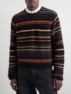 Sacai - Striped Wool-Blend Sweater - Black