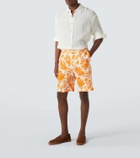 Etro Printed linen Bermuda shorts