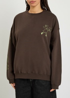 Damson Madder Cafe Pronto Printed Cotton Sweatshirt Brown