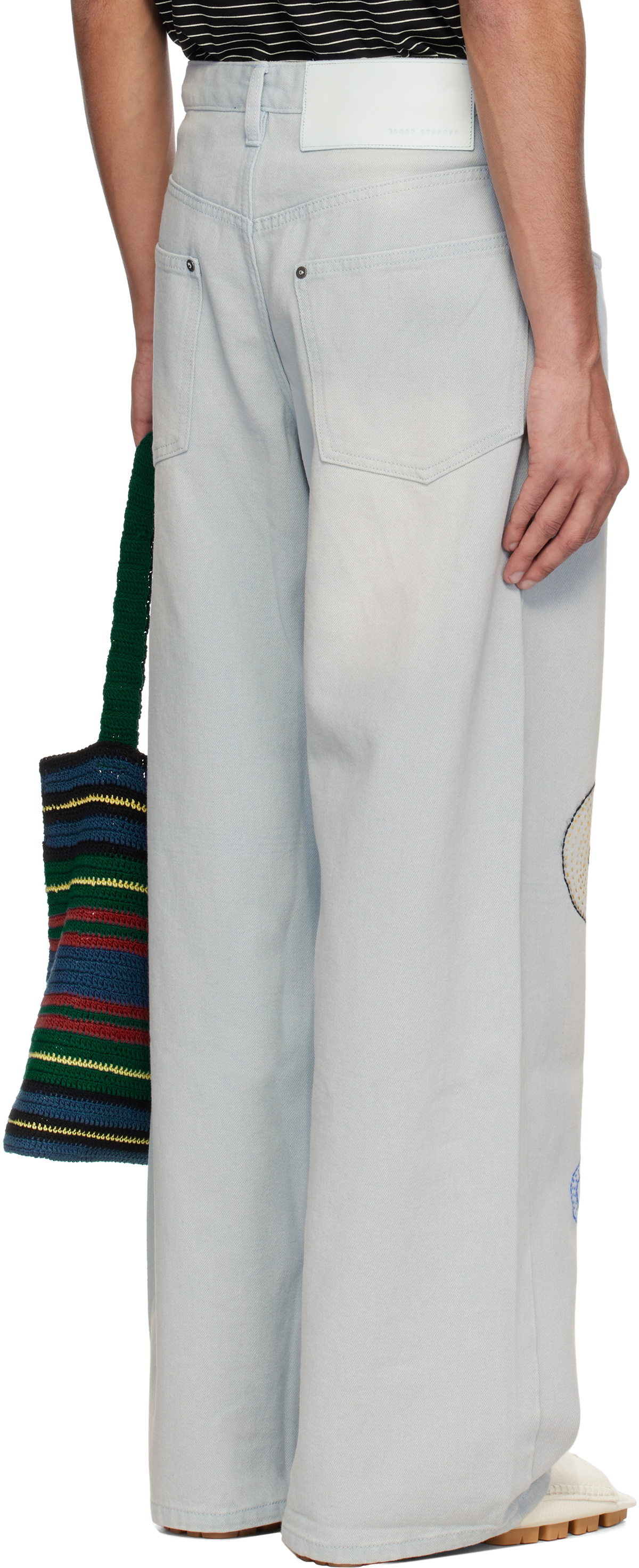 Glass Cypress Blue Embroidered Oversized Denim Jeans