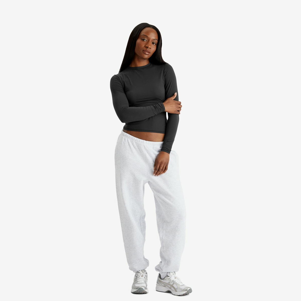 SKIMS Women's Fits Everybody Long Sleeve T-Shirt in Onyx
