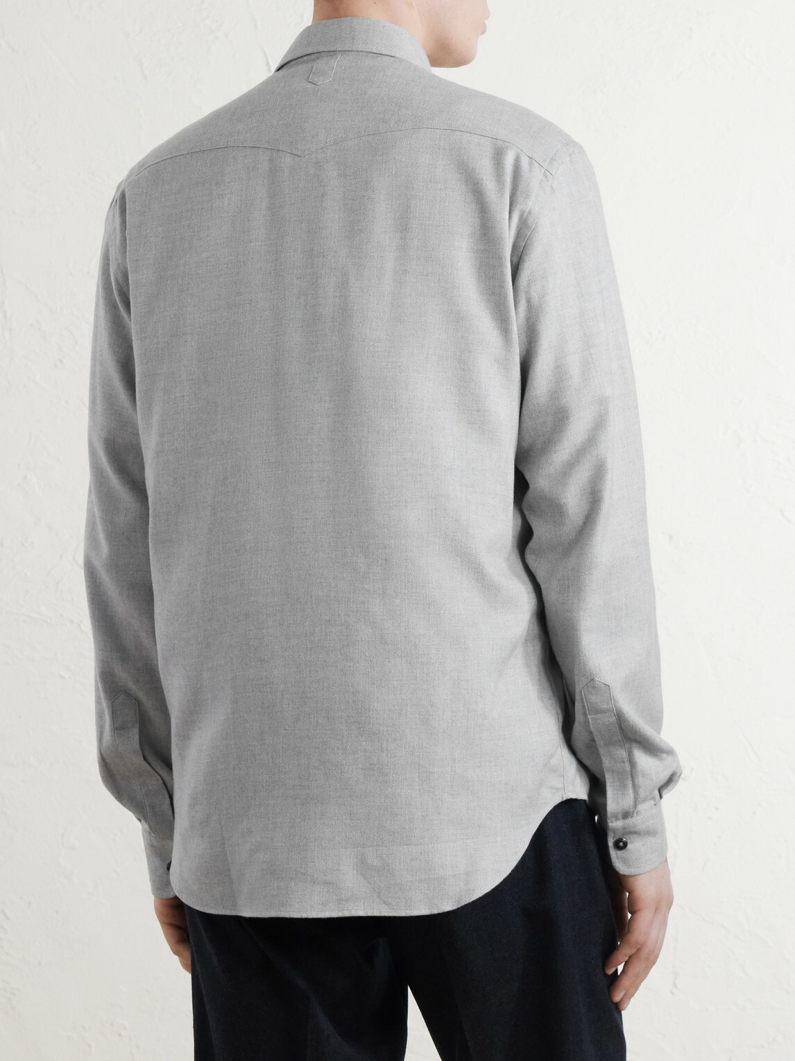 Canali - Lyocell and Cotton-Blend Herringbone Shirt - Gray