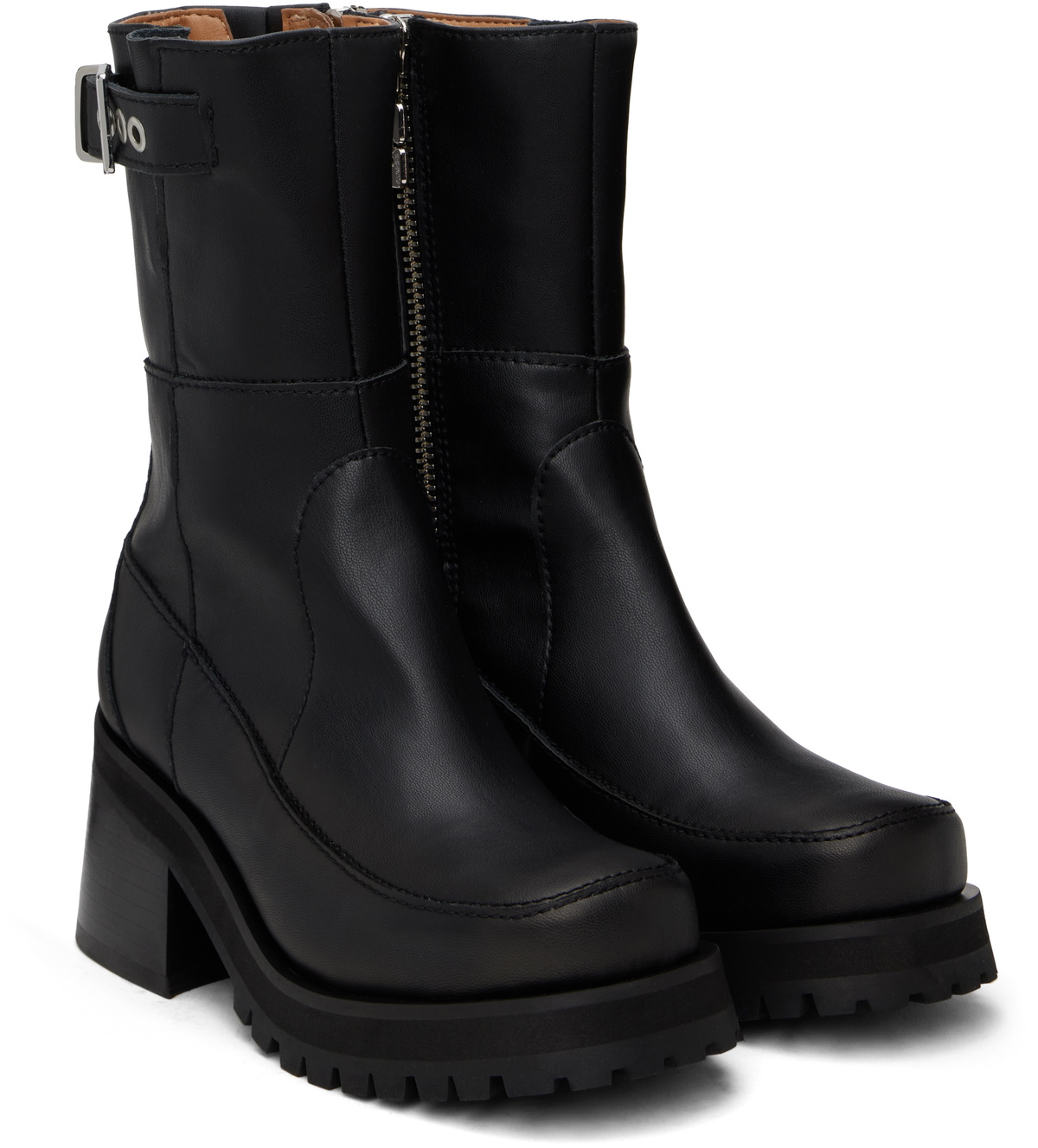 GANNI Black Feminine Buckle Platform Boots GANNI