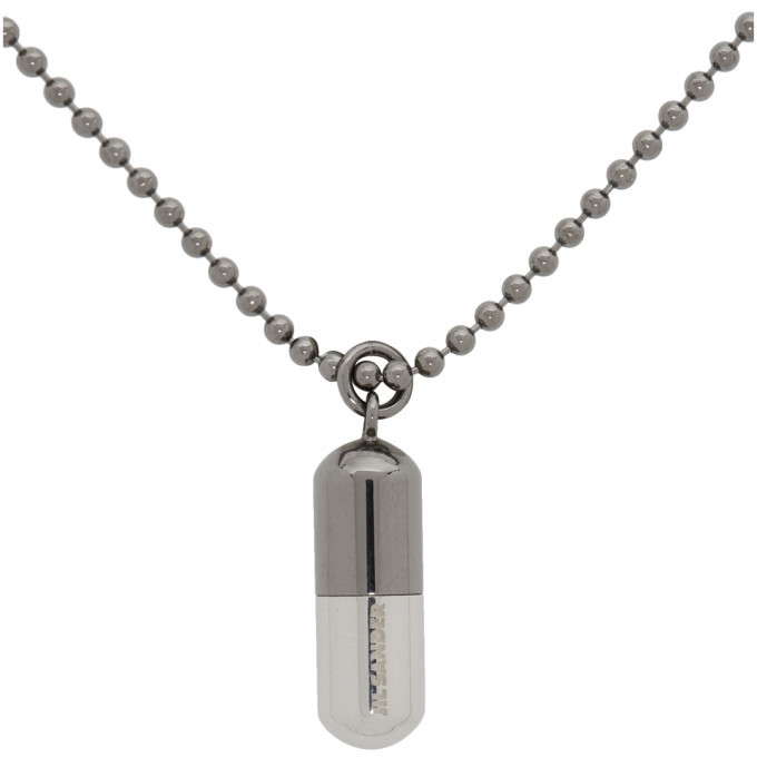 Jil Sander Gunmetal Pill Pendant Necklace Jil Sander