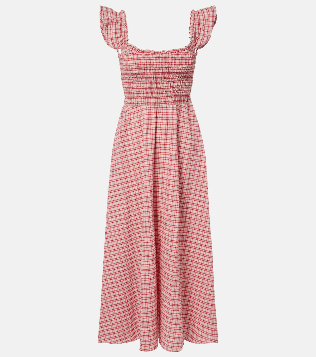 Faithfull Eudora checked cotton midi dress