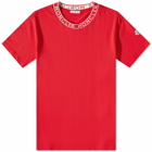 Moncler Men's Logo Ribbed T-Shirt in Red