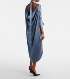 Acne Studios Asymmetric scarf-detail satin midi dress
