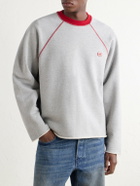 AMI PARIS - Logo-Appliquéd Cotton-Blend Jersey Sweatshirt - Gray