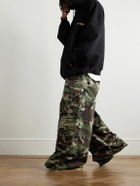 VETEMENTS - Wide-Leg Patchwork Camouflage-Print Cotton-Canvas Cargo Trousers - Green