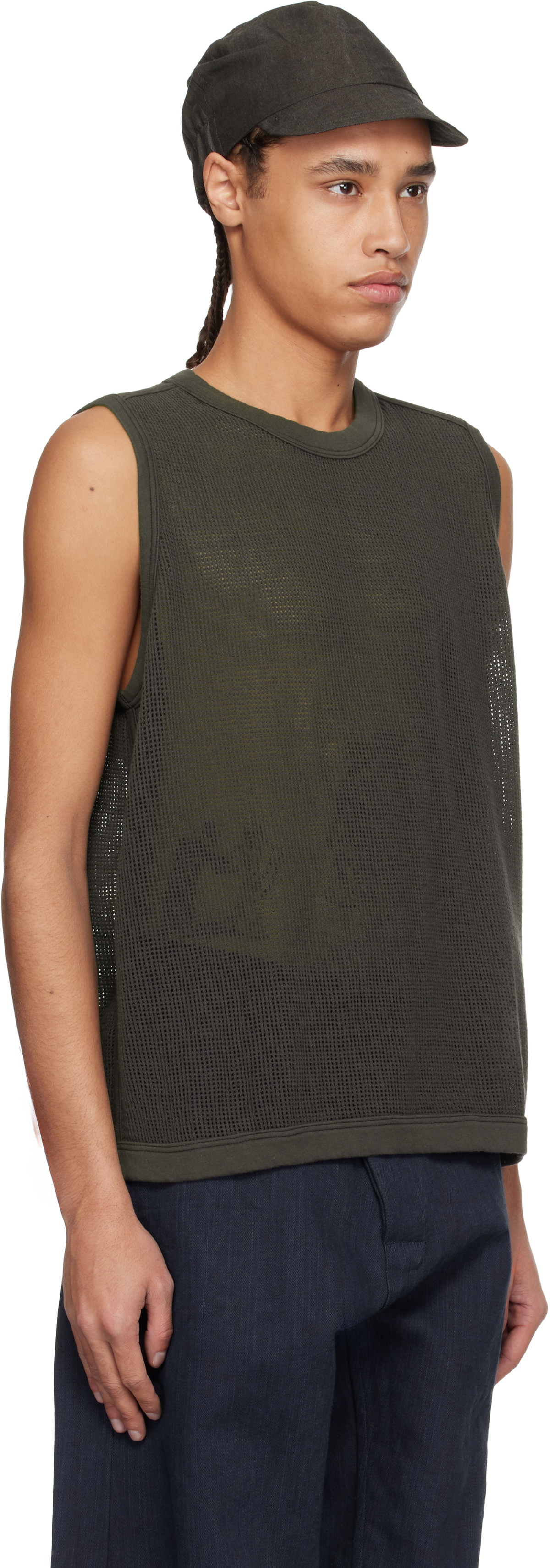 Jan-Jan Van Essche Gray O-Project Mesh Jersey Tank Top