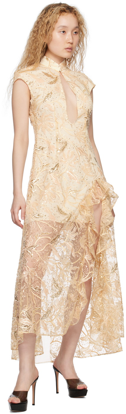 KIM SHUI SSENSE Exclusive Beige Qi Pao Maxi Dress