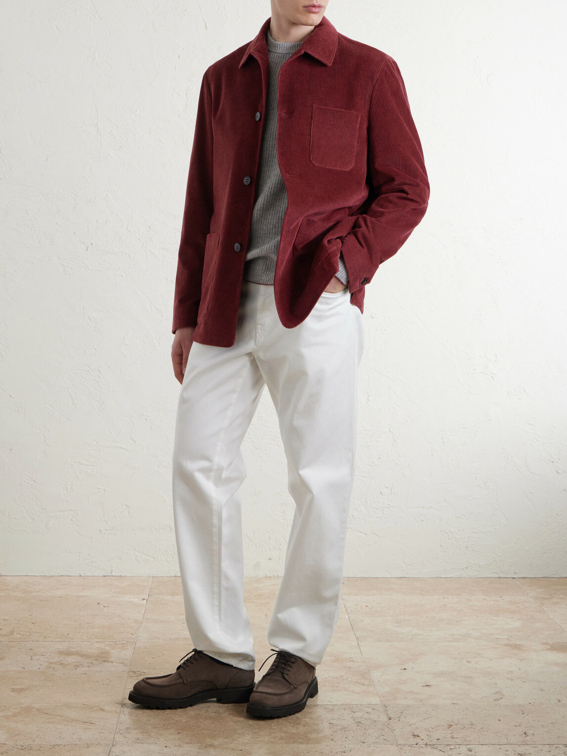 Canali - Cotton-Corduroy Overshirt - Red