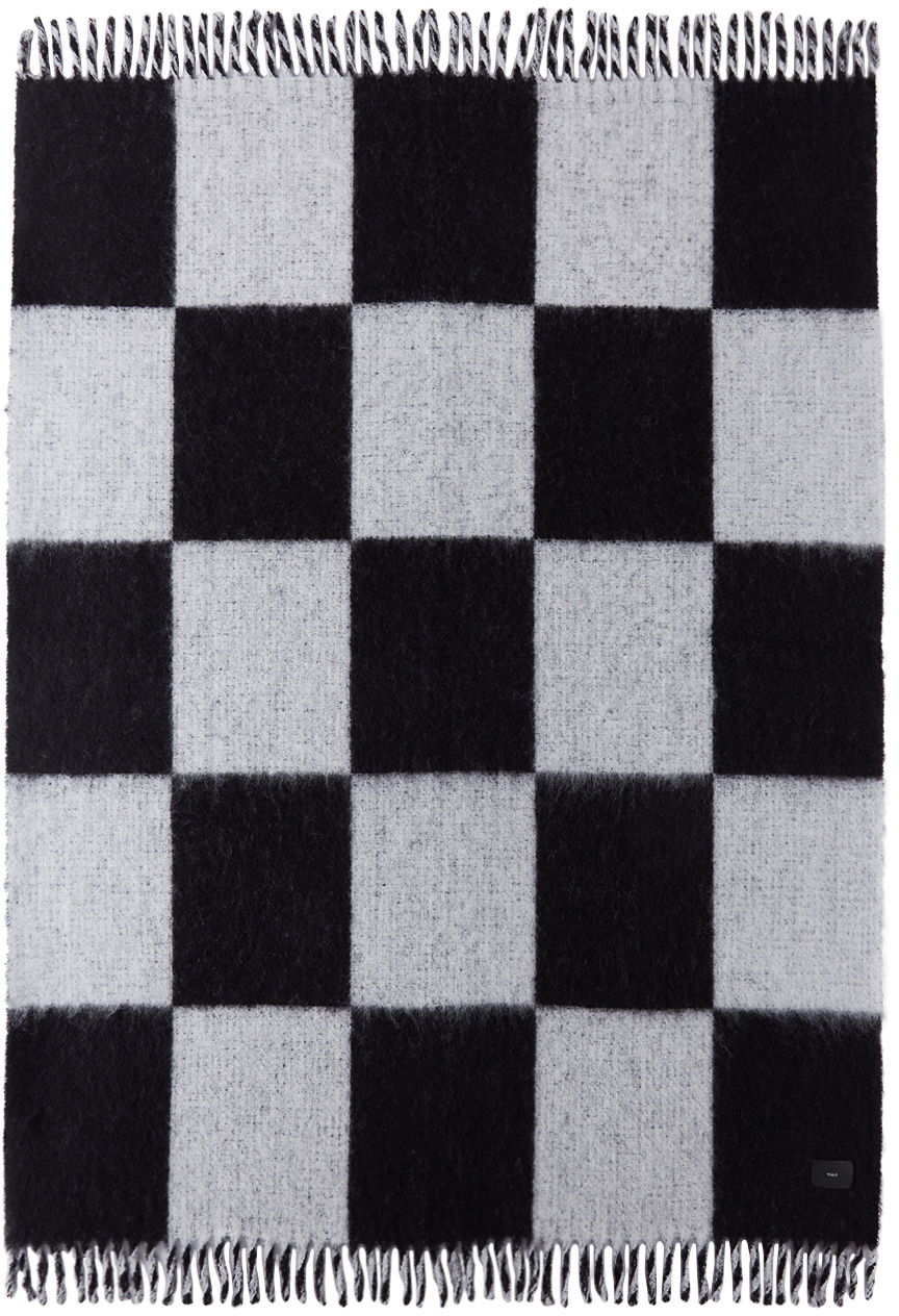 Viso Project SSENSE Exclusive Black & White Check Mohair V149B Blanket