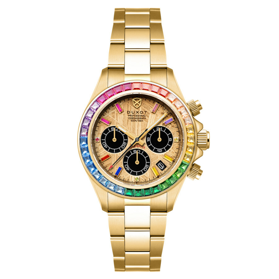 Duxot Accelero Meteorite Chronograph Quartz Gold Dial Mens Watch DX-2071-33