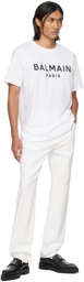 Balmain White Printed T-Shirt