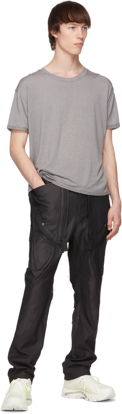 Blackmerle Grey Raw Scallop Hem T-Shirt