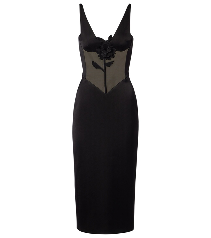 Photo: David Koma Floral-appliqué satin and taffeta gown