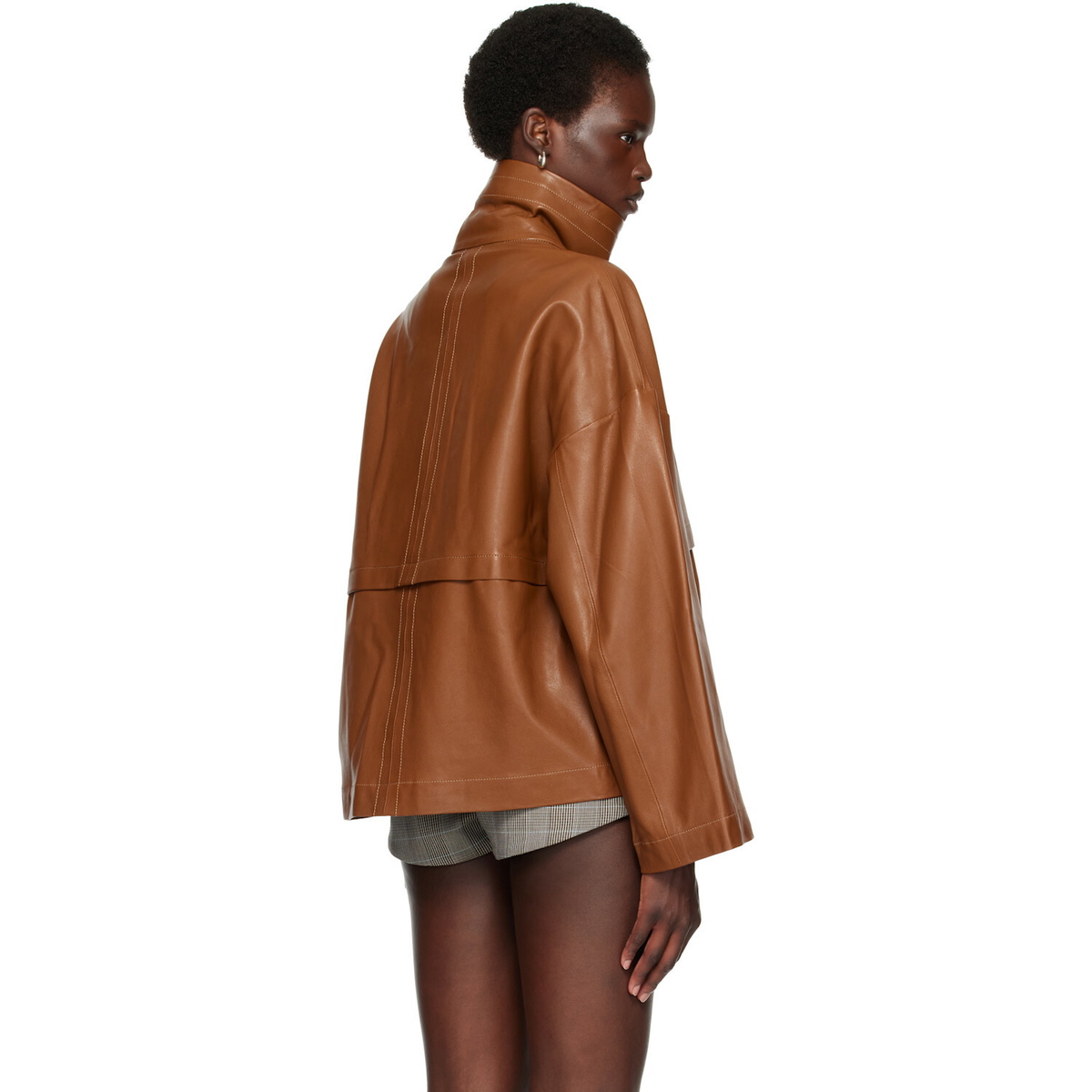 Nour Hammour Tan Park Leather Jacket