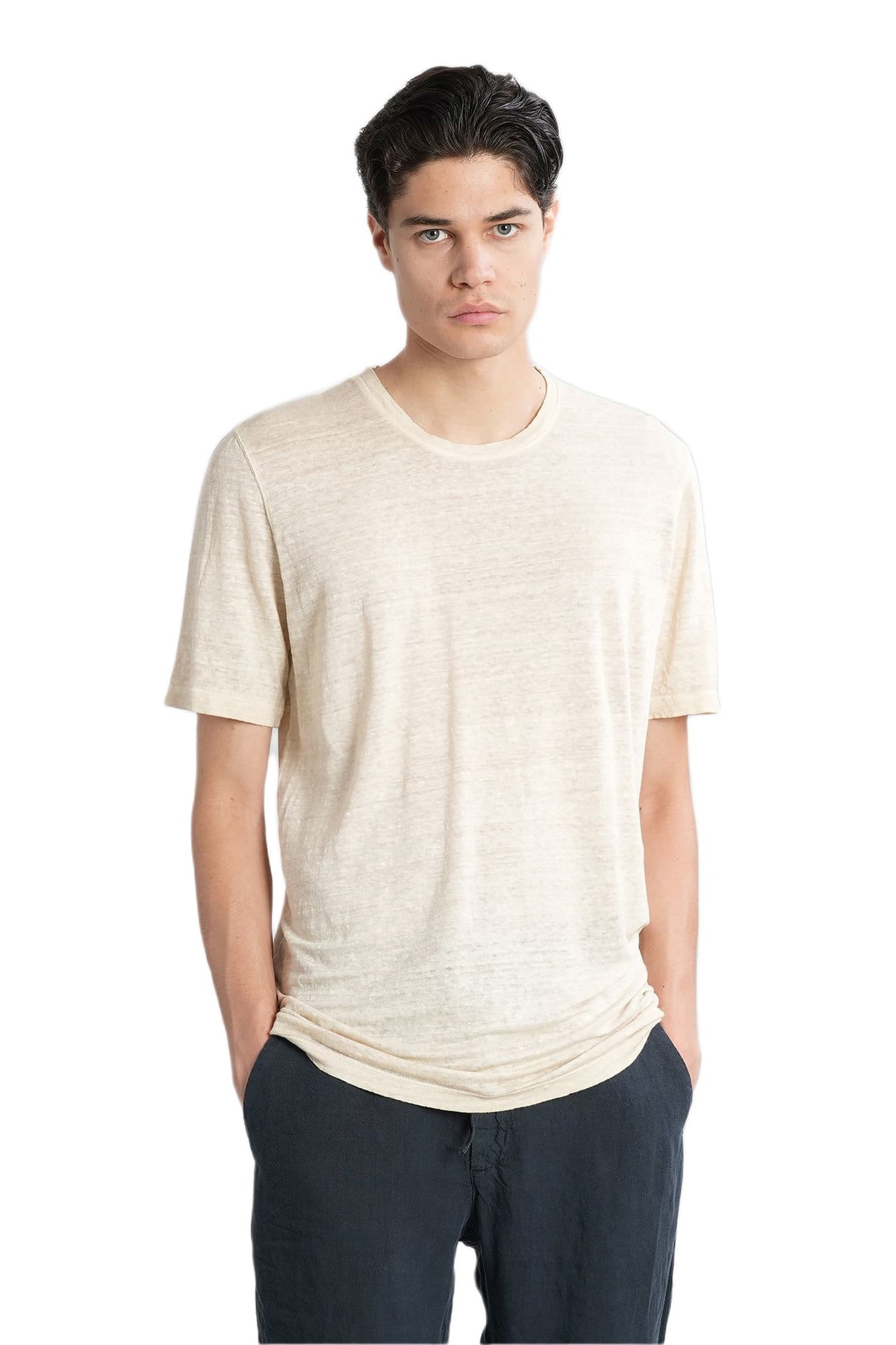 120% Lino T-shirt In Beige Linen