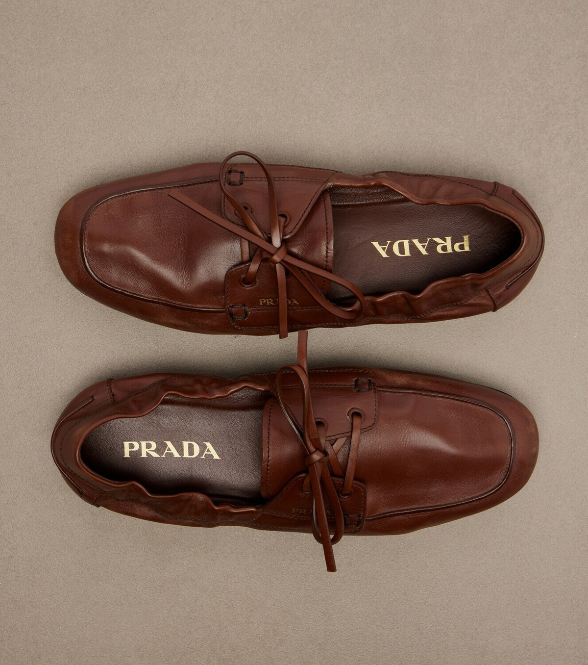 Prada Shuffle leather boat shoes