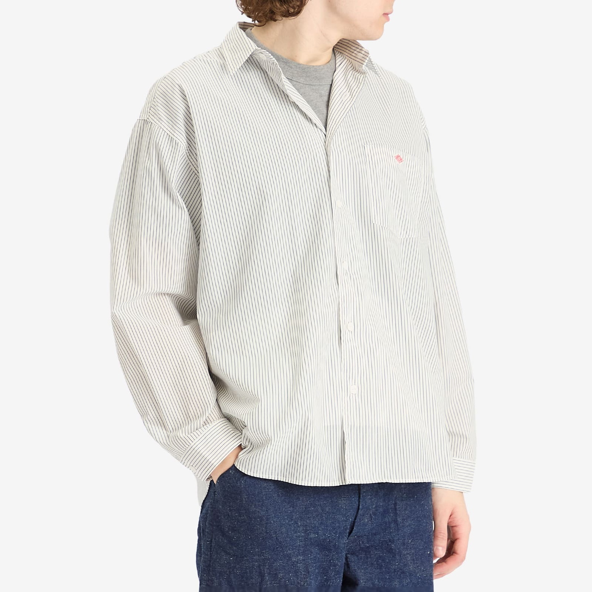 Danton Men's Work Shirt in White/Navy Blue Danton