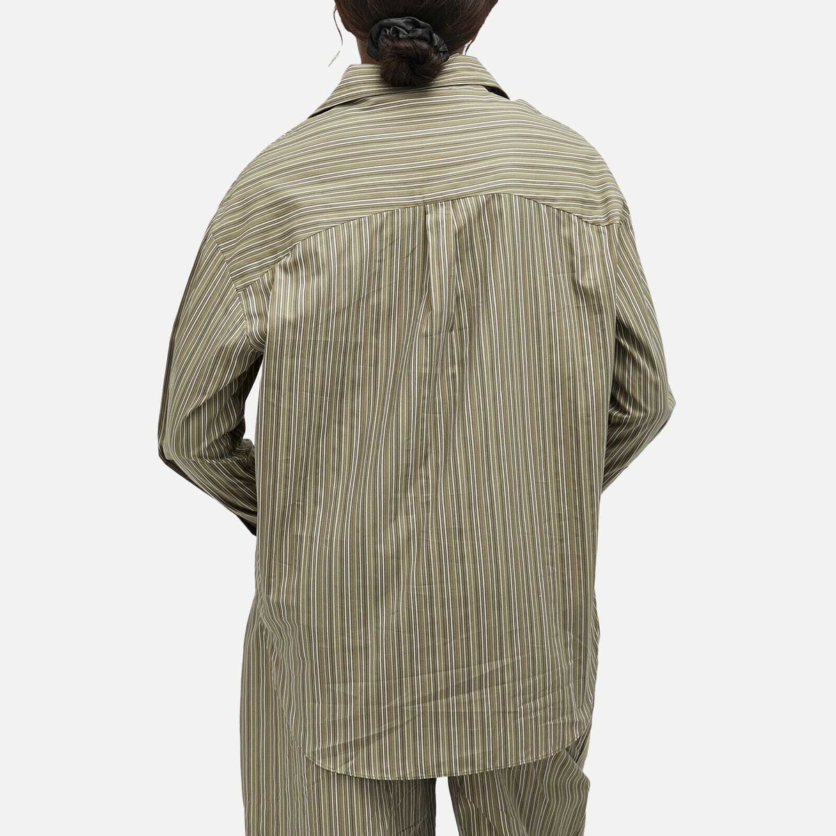 Faithfull The Brand Women's En Vau Stripe Shirt in Khaki Stripe