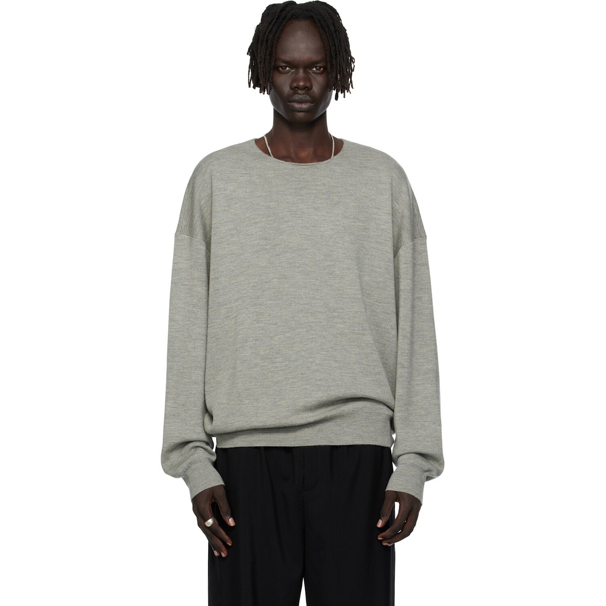 Fear of God ESSENTIALS Gray Long Sleeve Crewneck Sweater
