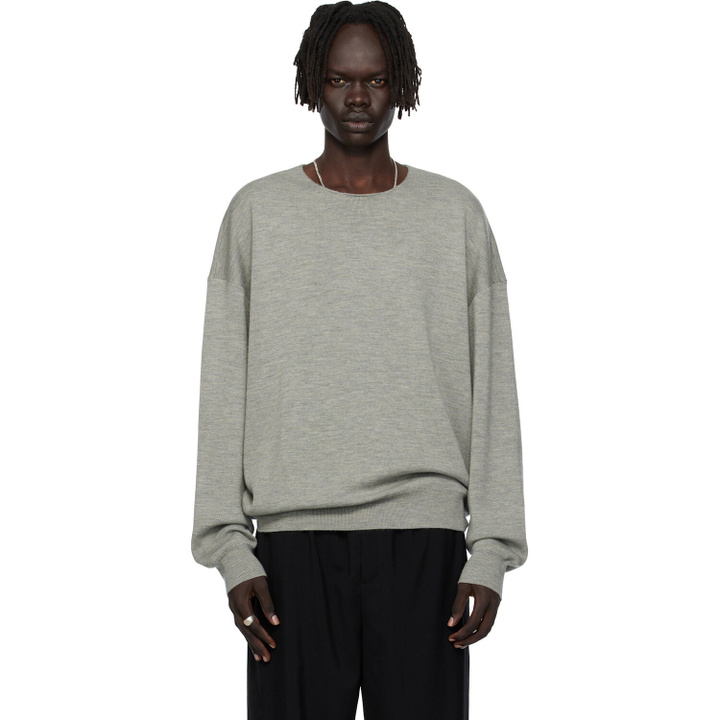 Photo: Fear of God ESSENTIALS Gray Long Sleeve Crewneck Sweater