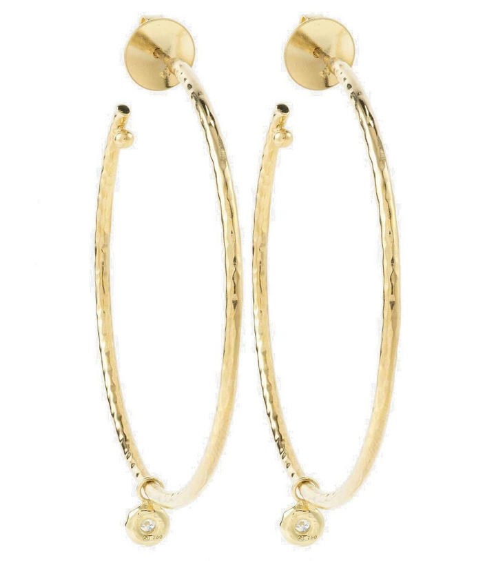 Photo: Octavia Elizabeth Nesting Gem Medium 18kt gold hoop earrings with diamonds