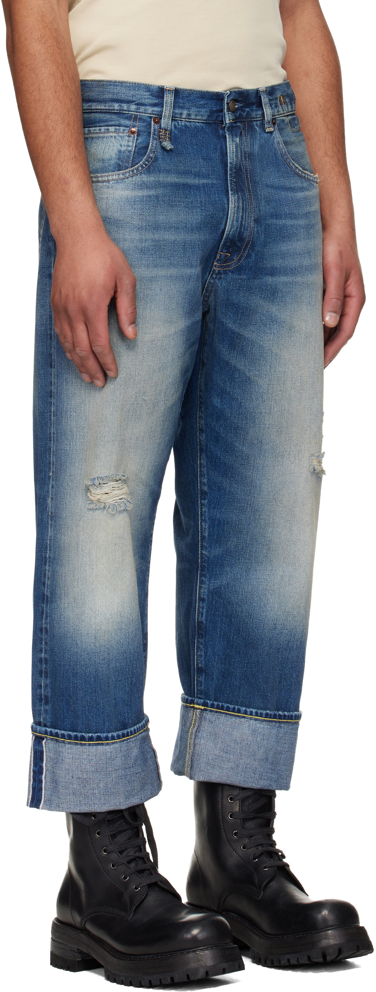 R13 Blue Cuffed X-Boyfriend Jeans
