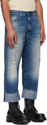 R13 Blue Cuffed X-Boyfriend Jeans