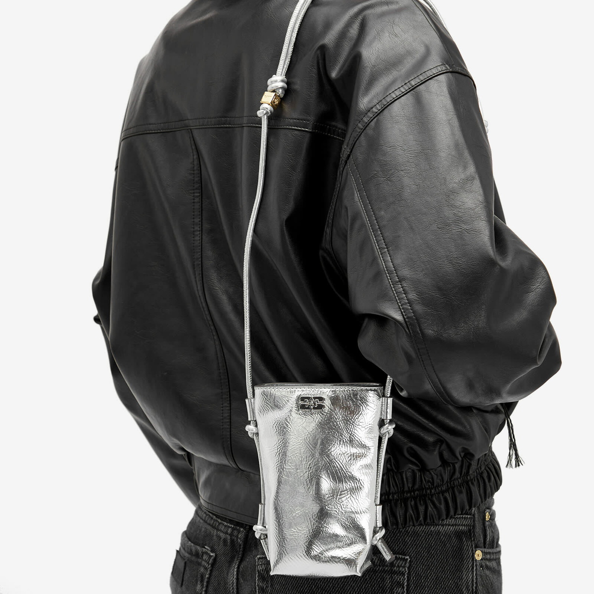 GANNI Women's Bou Crossbody Metallic in Silver 