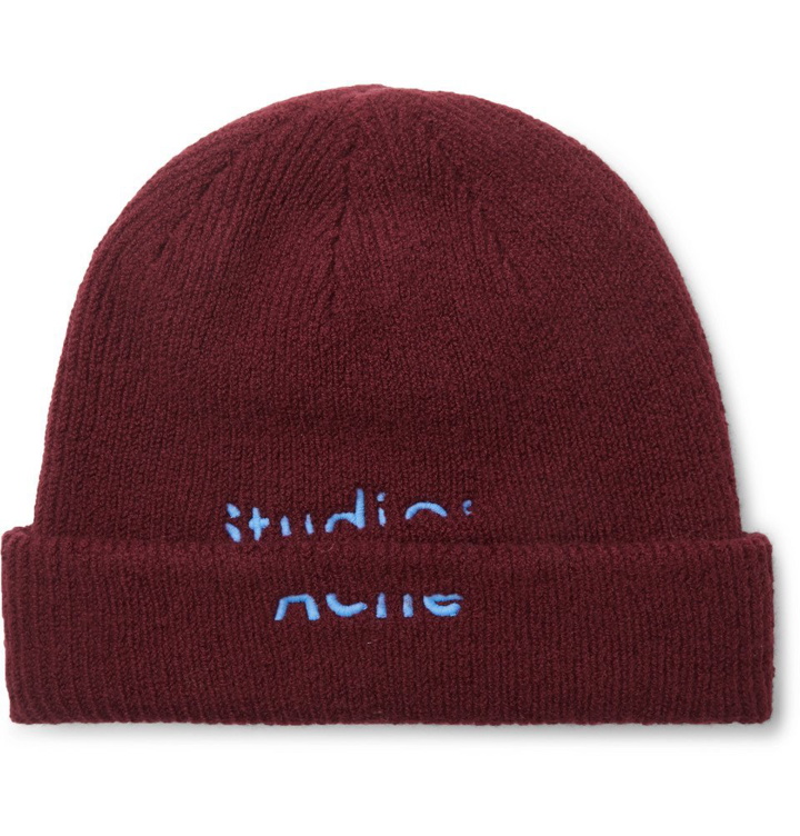Photo: Acne Studios - Logo-Embroidered Wool-Blend Beanie - Red