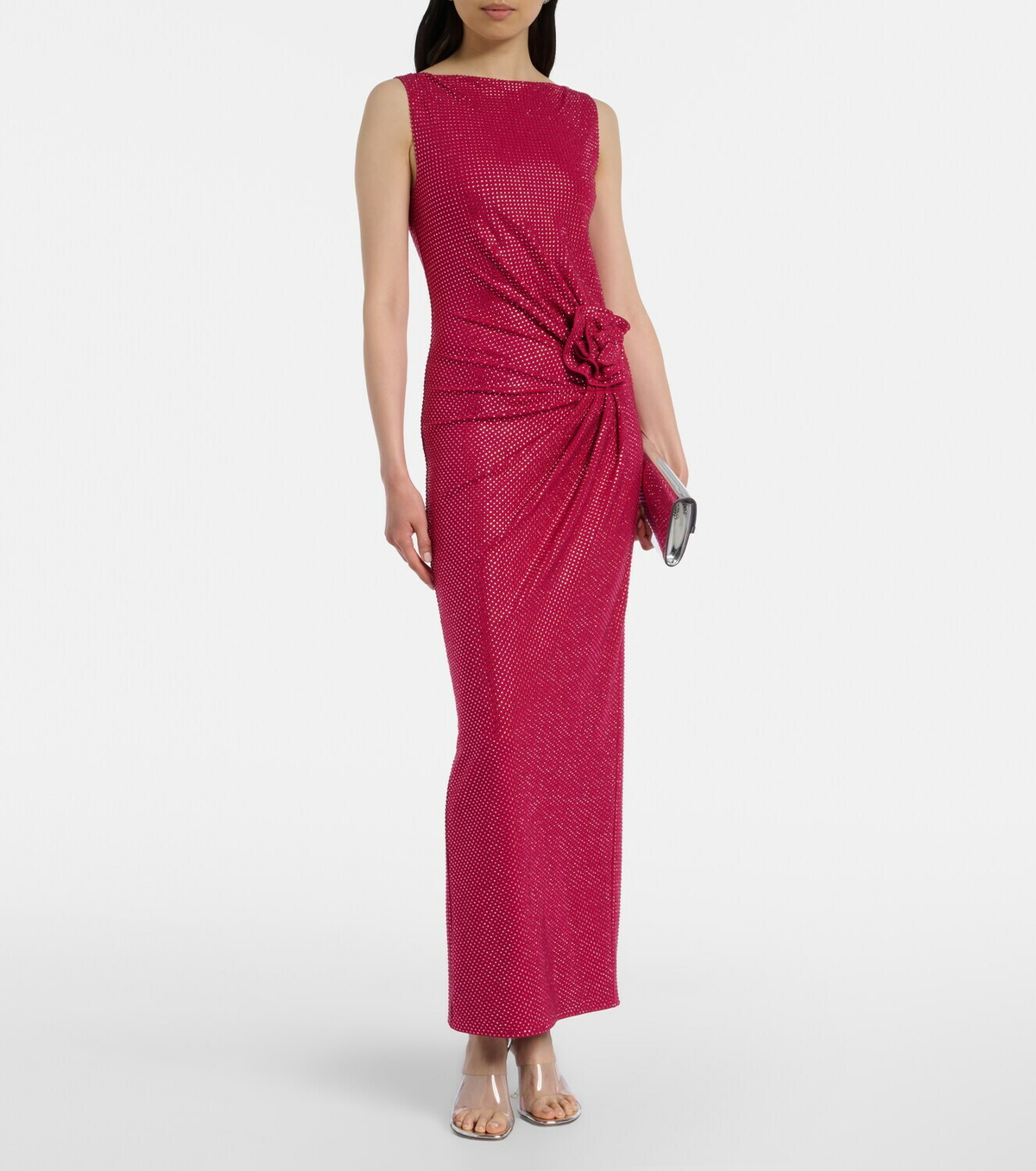Roland Mouret Floral-appliqué embellished gathered maxi dress