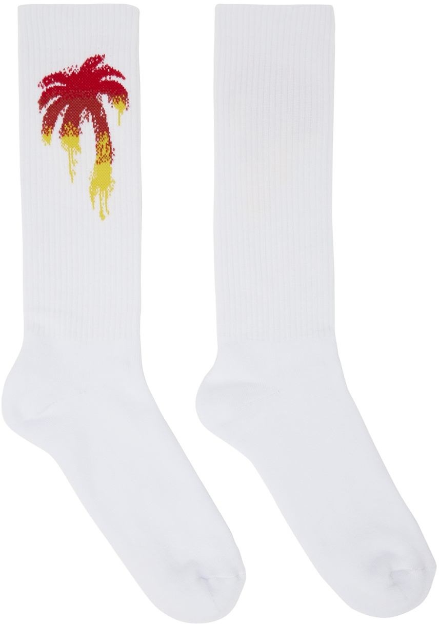Palm Angels White Gradient Palm Socks Palm Angels
