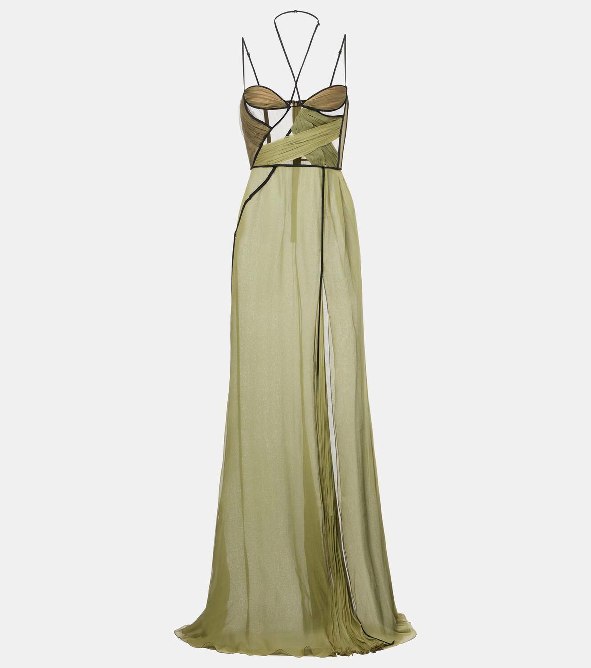 Nensi Dojaka Mae draped silk corset gown