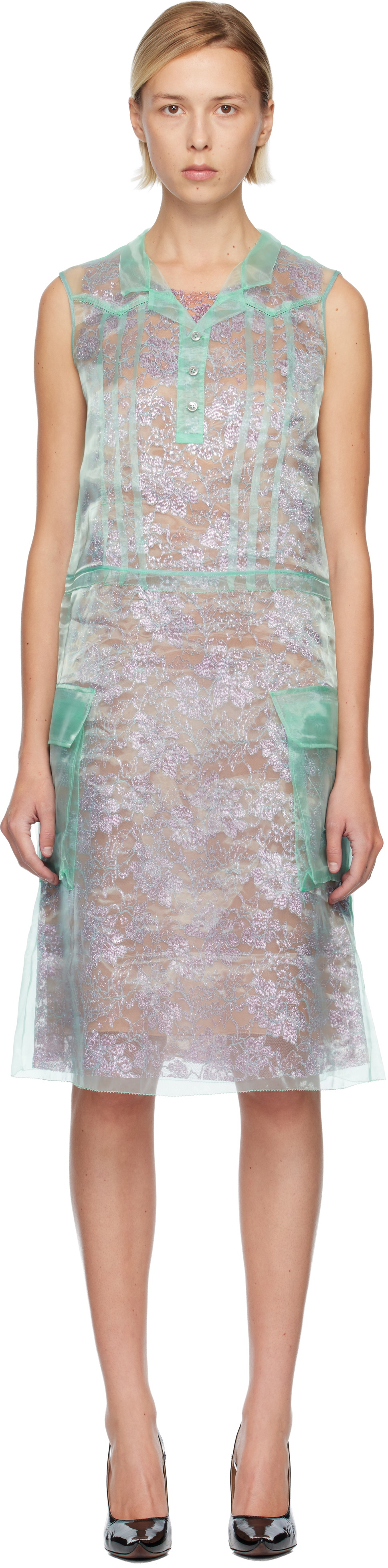 Maison Margiela Green Sheer Tea Midi Dress